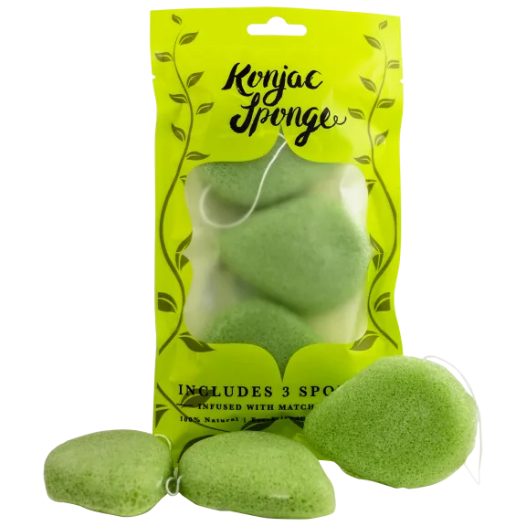 3-Pack: Beautyfrizz Matcha Konjac Cleansing Sponges