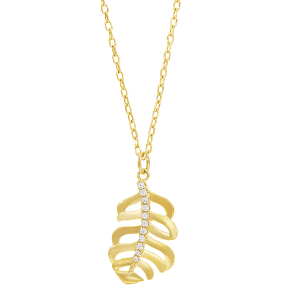 Savvy Cie Cubic Zirconia Leaf Necklace