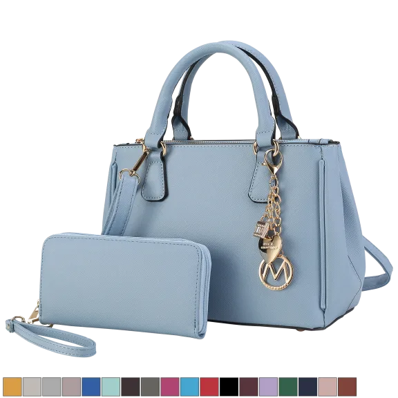 MKF Collection 2-Piece Ruth Vegan Leather Women’s Satchel Bag-Wallet by Mia K