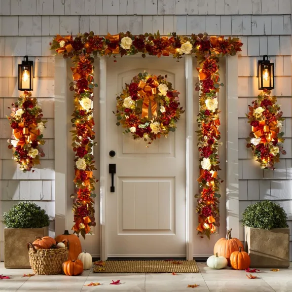 The 28" Prelit Harvest Hues Decor