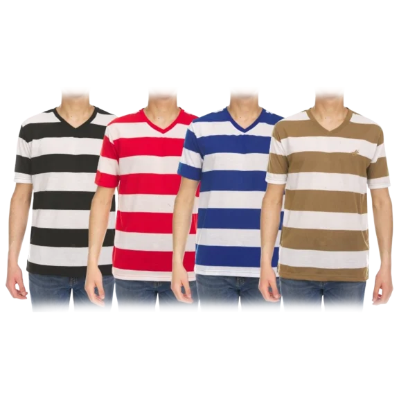 4-Pack: Men's Striped V-Neck Shirts