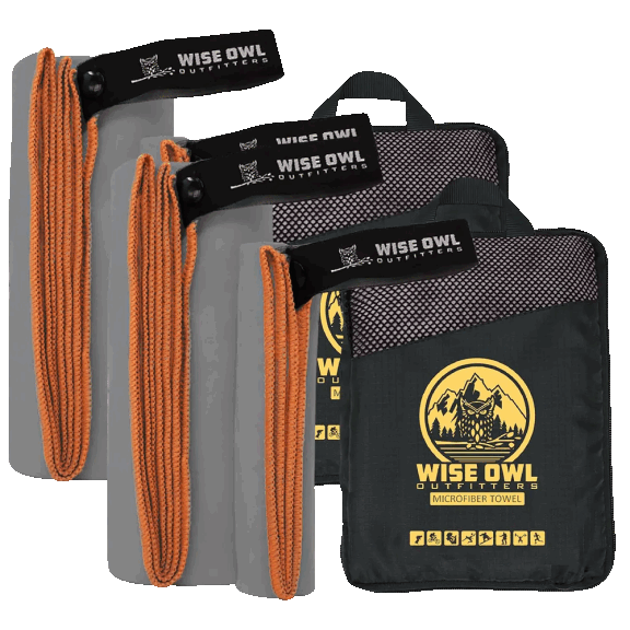 2-Pack: Wise Owl Outfitters XL Camping Towels with Washcloths