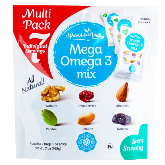 7-Count 1oz Paradise Valley Mega Omega 3 Mix Snack Bags