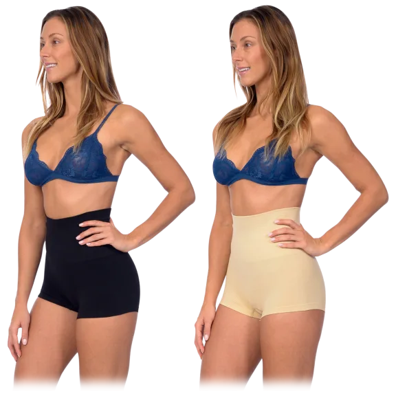 2 Pack: Body Beautiful Seamless Hi-Waist Shaping Boy Shorts