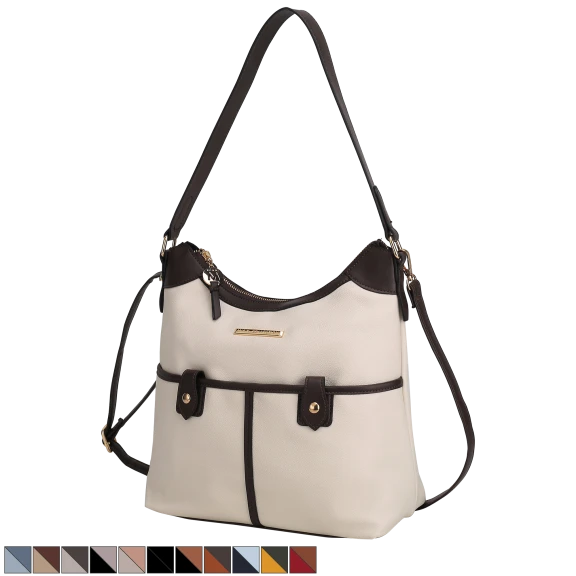 MKF Collection Harper Shoulder Bag by Mia K. in Color Block Vegan Leather