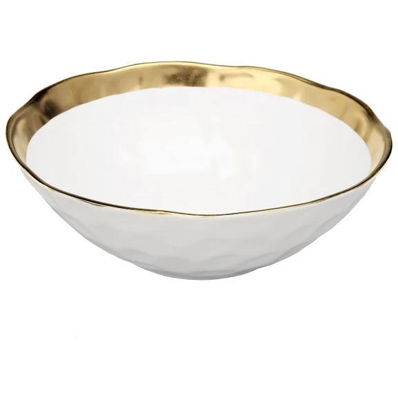 Classic Touch White Porcelain Bowl with Gold Rim