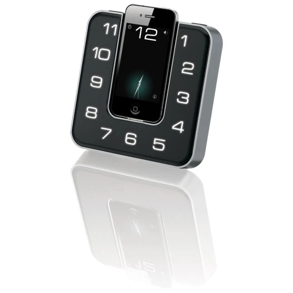 iLive Digital Clock with FM Radio, Alarm & 30-Pin Bluetooth Adapter
