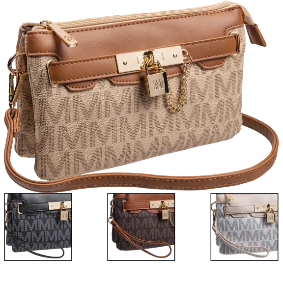 Milan Imports Lock & Chain Crossbody-Wristlet Combo Handbag