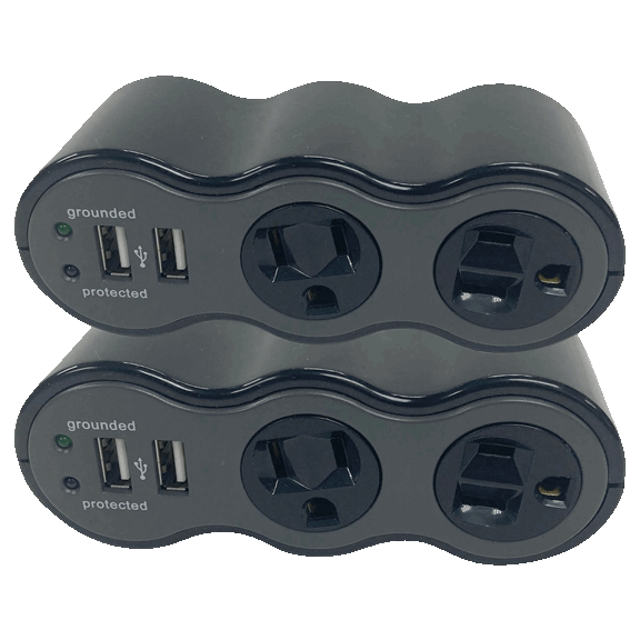 2-Pack: 360 Electrical PowerCurve Mini 2-Outlet Rotating Surge Protectors