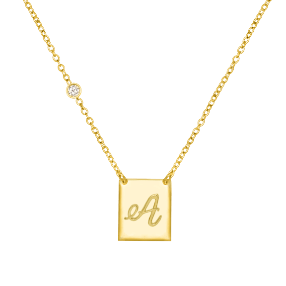 Savvy Cie Sterling Silver Cubic Zirconia Initial Block Necklace