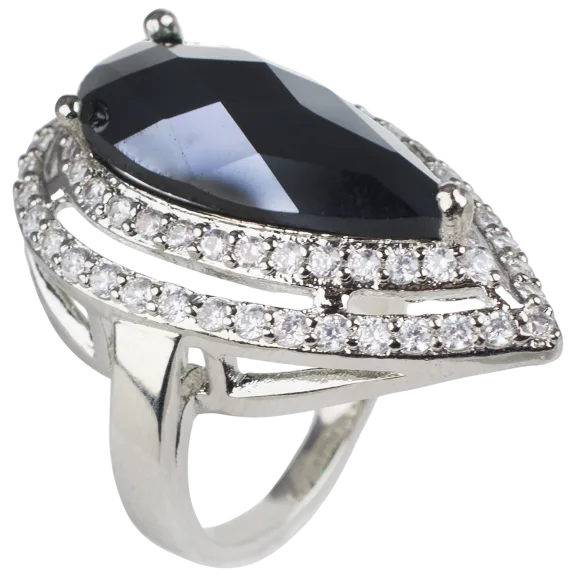 Kenneth Jay Lane 10 CTTW Pear Double Pave Trim Statement Trend CZ Ring
