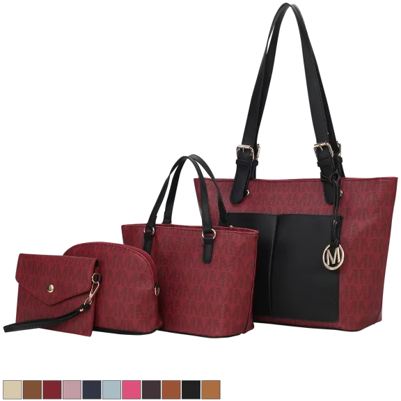 MKF Collection Havenly 4-Piece Signature Vegan Leather Tote Bag Set by Mia K