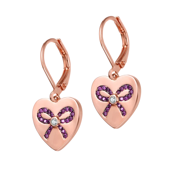 Genevive Sterling Silver Pink Diamonds Drop Earrings