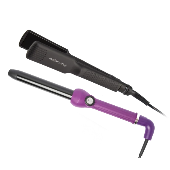 MyLifeMyShop Curling Wand and Vibrating Flat Iron Set