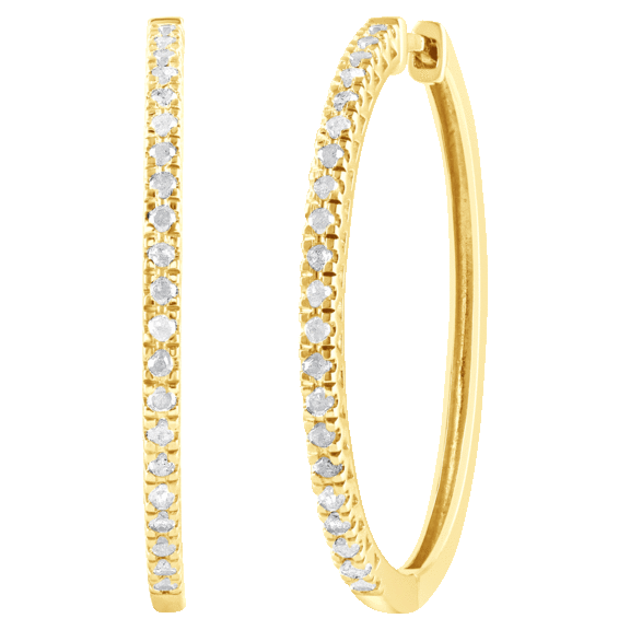 Diamond Muse 1/4 Carat TW Plated Sterling Silver Hoop Earrings