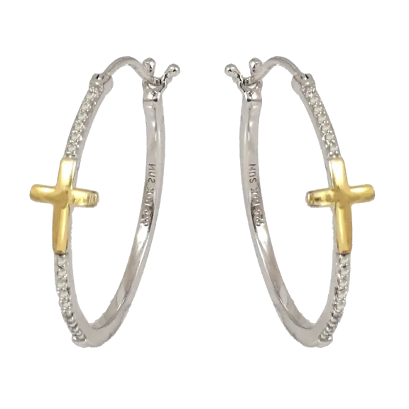 Savvy Cie 10K Yellow Gold Cross Hoop Earrings
