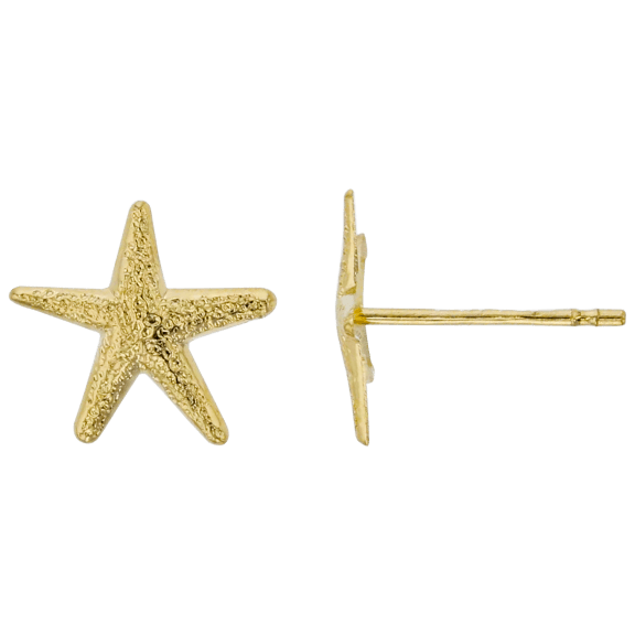 Decadence 14K Yellow Gold 8x8mm Textured Starfish Stud Earrings