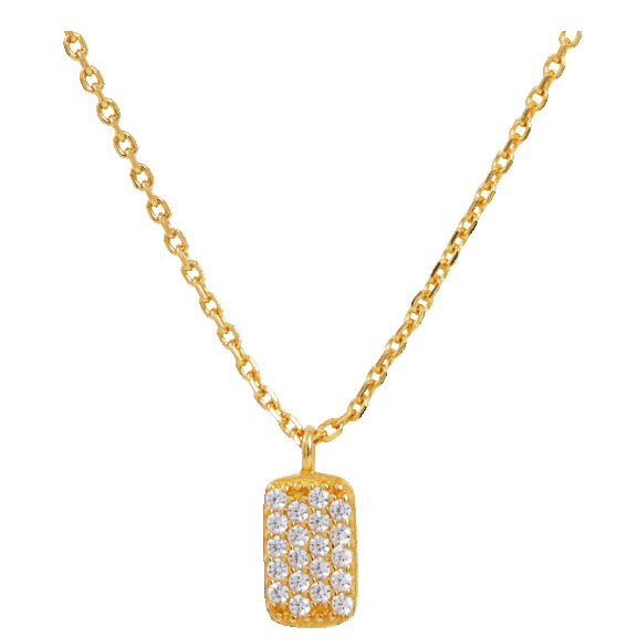 Savvy Cie Small Tag Cubic Zirconia Necklace