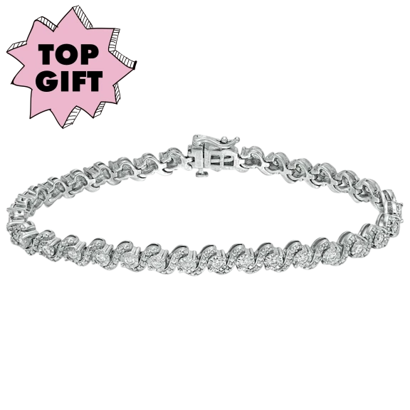 Diamond Muse 1 Carat TW Genuine Diamond "S" Link Bracelet in Sterling Silver