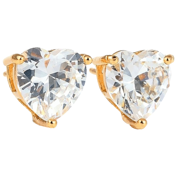 Pori Jewelers Austrian Crystal Heart Studs in 14K Gold Settings