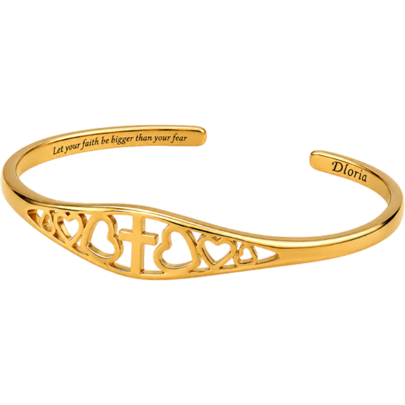 Dloria Faith Cross Heart Cuff Bracelet