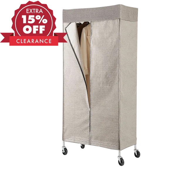 Simply Essential Mobile Garment Rack with Gray Fabric Cover