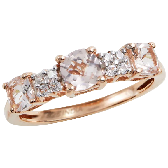 Savvy Cie 18K Rose Gold Over Sterling Genuine 1.07 GTW Morganite Band Ring