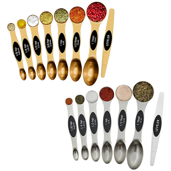 2-Pack: Double-Sided Magnetic Measuring Spoons Set