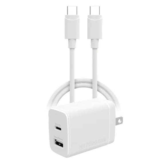 HyperGear 30W Power Delivery Dual Wall Charger with USB-C to USB-C Cable
