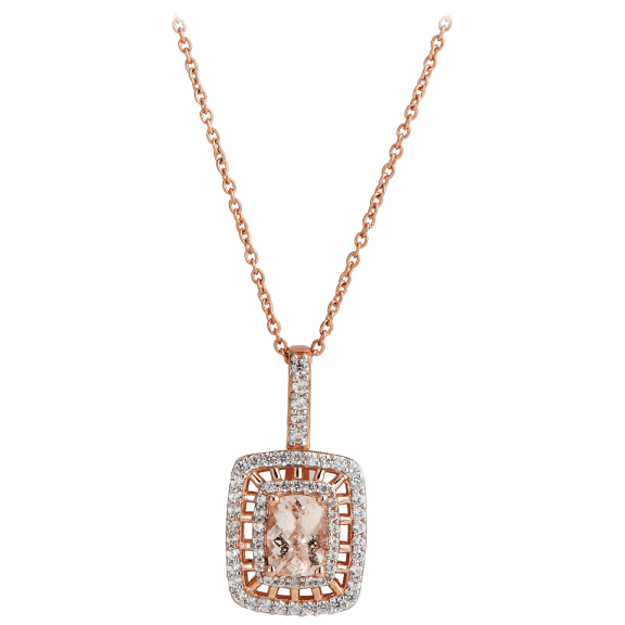Savvy Cie Genuine Morganite Halo Pendant