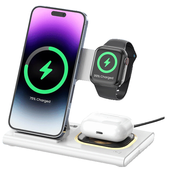 Brookstone 3-In-1 Foldable Wireless Charging Stand