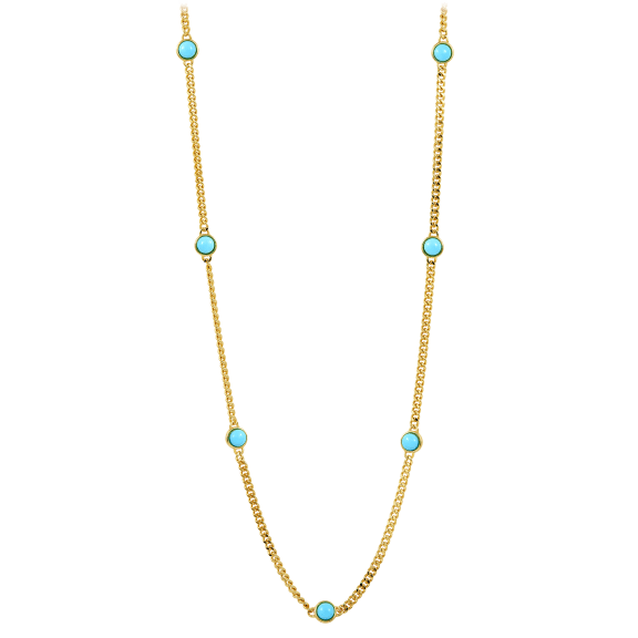 Savvy Cie Gold Plated Simulated Turquoise Station Necklace