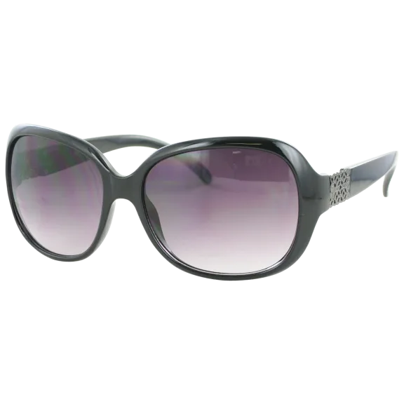 Kay Unger Matte Black Oversized Oval Frames With Gradient Smoke Lenses