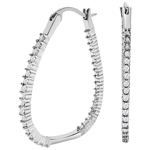 1/4 Carat TW 1" Diamond Hoop Earrings
