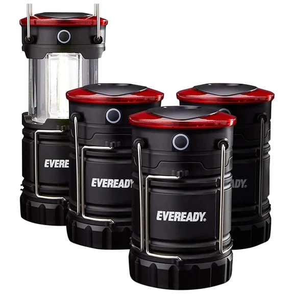4-Pack: Eveready 280-Lumen Collapsible LED Lanterns with Batteries