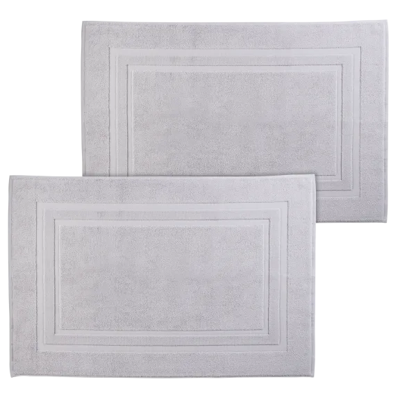 2-Pack: Wamsutta Reversible Classic Turkish Bath Mats in Silver