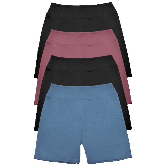 4-Pack: Angelina Women's Microfiber High Waist Biker Shorts
