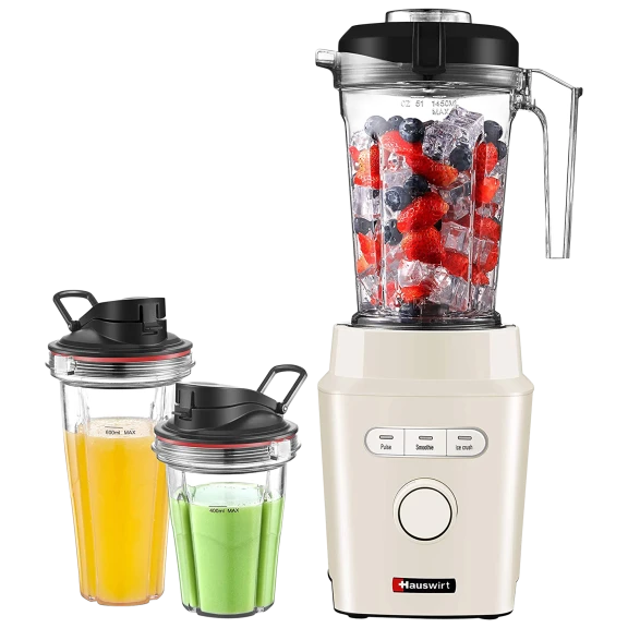 Hauswirt 1200 Watt Professional 49oz Blender With 2 Personal Bottles