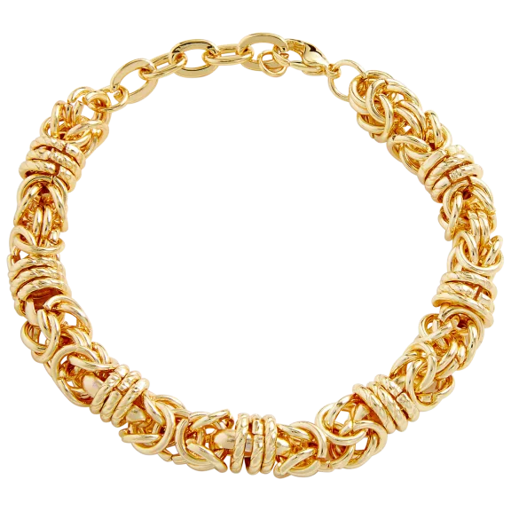 Savvy Cie 24K Gold Plated Bold Byzantine Bracelet
