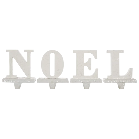Glitzhome 5.91“H Wooden/Metal "NOEL" Stocking Holder Set