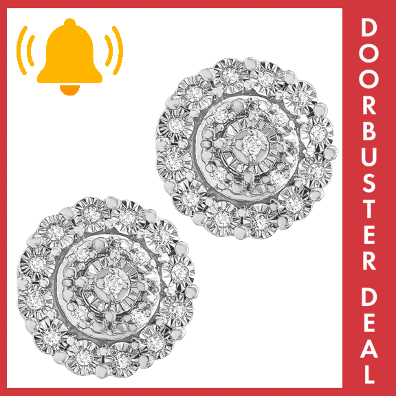 Brilliant Diamonds 1/10 Carat TW Diamond Halo Stud Earrings