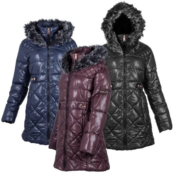 Nicole Miller Hooded Parka Jacket with Faux Fur Trim Hood