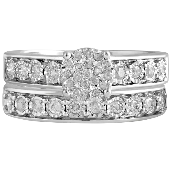 Diamond Muse 1/2 Carat TW Round-Cut Genuine Diamond Miracle Size 7 Ring Set