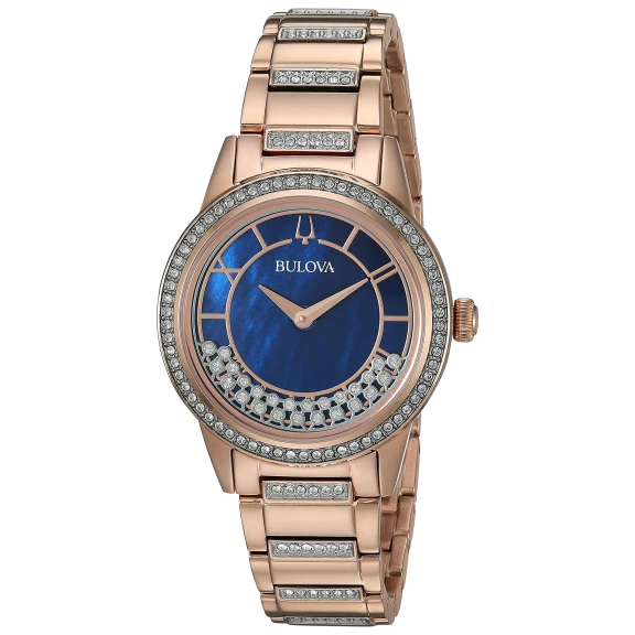 Bulova Quartz Crystal TurnStyle Ladies Watch in Stainless Steel