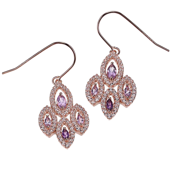 Morgan & Paige 18K Rose Gold Brazilian & African Amethyst Drop Earrings