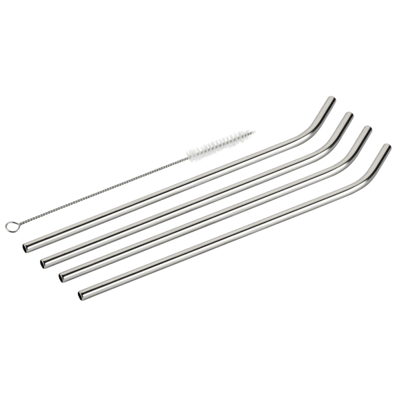 4-Pack: Cuisinart Stainless Steel Bent Straw Set