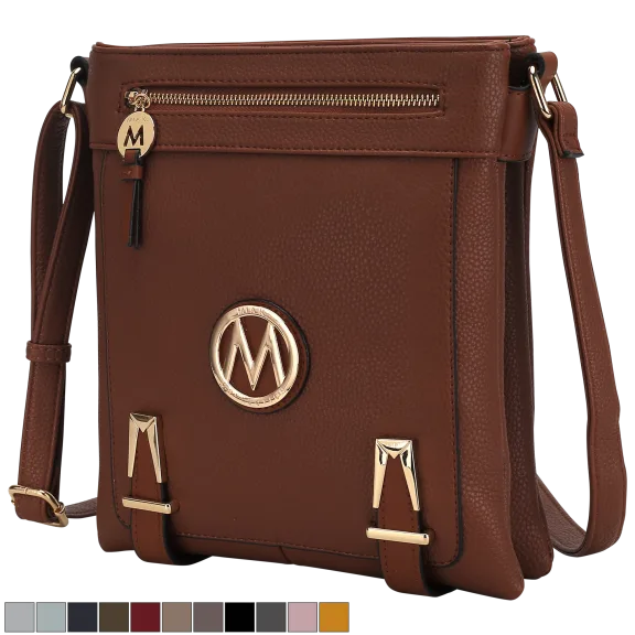 MKF Collection Greta Crossbody Bag with Decorative Buckle Accents