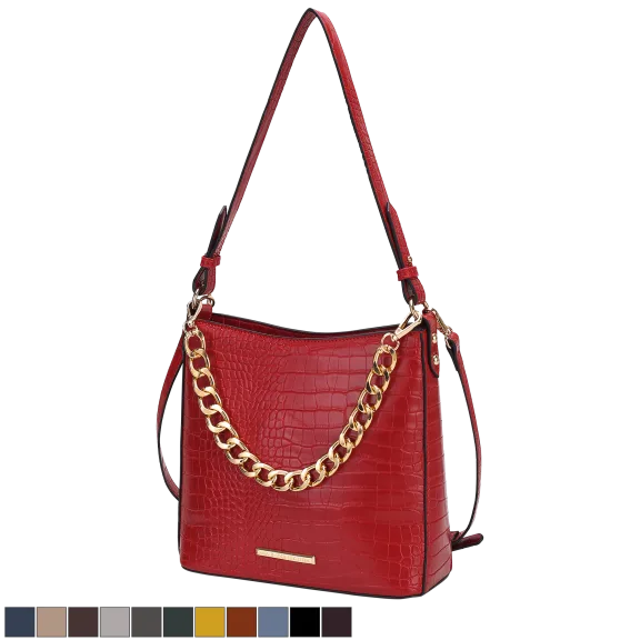 MKF Collection Bizzy Faux Crocodile-Embossed Vegan Leather Women’s Shoulder Bag
