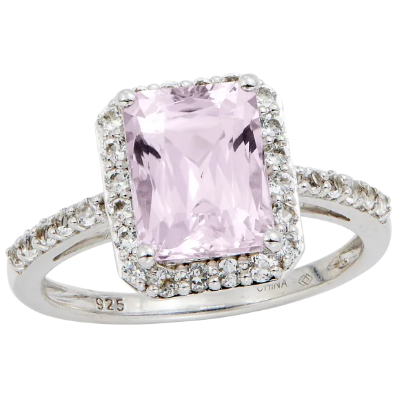 Savvy Cie Sterling Silver Genuine Kunzite & Topaz 3.00 Carat TW Ring