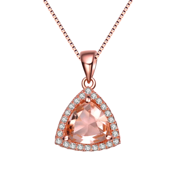 Megan Walford Rose Gold Triangle Morganite Pendant Necklace